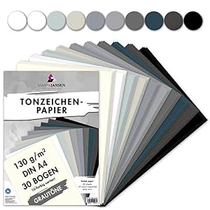 Marpa Jansen Tonzeichenpapier Grautöne Mix, 30 Bogen