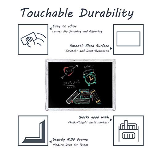 Chalkboard Black Board 36" X 24", Non-Magnetic Rustic White Framed For Home, Restaurant Menu And Wedding #TOP1