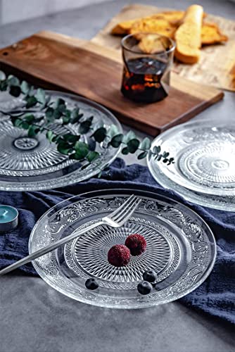 Image of 7 Inch Serving Plate for Snacks | Starter Plate for Serving | Designer Starter Glass Plate for Serving -Set of (4)