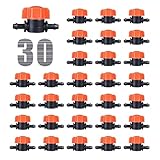 TALEGEN 30 pcs 1/4 Inch Barbed Shut-Off Valve Universal Plastic 1/4" Drip Irrigation Tubing Coupling Valve