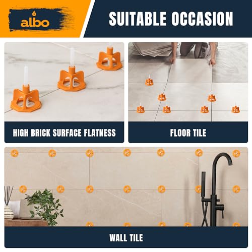 ALBO Tile Leveling System Set 1/8 inch - 400 PCS - Professional Floor & Wall Spacer Kit with Reusable Caps & Protection Plates - Anti-Lippage Installation Tools for Large and Small Tile Formats by Albo - Image 6