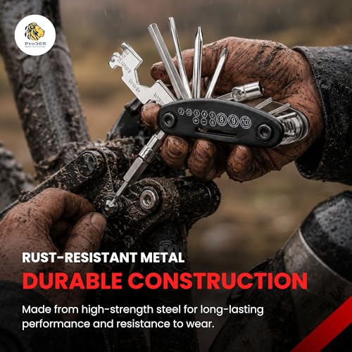 Image of PRO365 16-in-1 Bicycle Repair Tool Kit | 1 Year Brand Warranty | Foldable Multitool with Allen Keys, Screwdrivers, Spoke Wrench & Socket Spanner | Cycle Maintenance Tool for MTB, Hybrid & Kids Bikes