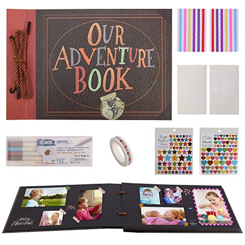 Image of Photo Album Self Adhesive Pages Picture Collage with 80 Pages for 4x6 5x7 6x8 8x10 Scrapbook Albums Photo Book for Kids Handmade DIY Creativo álbum De Fotos Gift for Friend Valentines Families