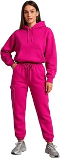 KOTTY Women's Co-Ords Solid Sweatshirt With Sweatpant (Pink,XL)_KTTWINTERSET135XL Price In India