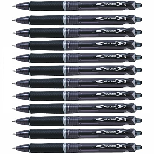 Pilot Acroball Retractable Ballpoint Pen Medium 1.0mm Tip 0.32mm Line Black Ref 020101001 [Pack 12]