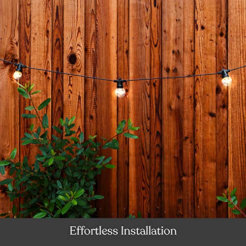 Brightech Ambience Pro - Waterproof Solar LED Outdoor String Lights – 1W Retro Edison Globe Bulbs - 27 Ft Bistro Lights Create Cafe Ambience in Your Yard, Pergola - Soft White