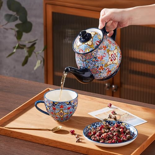 vancasso SIMI Porzellan Teekanne 840 ml, Böhmischer Stil, Twilight Bloom – Ansicht 5