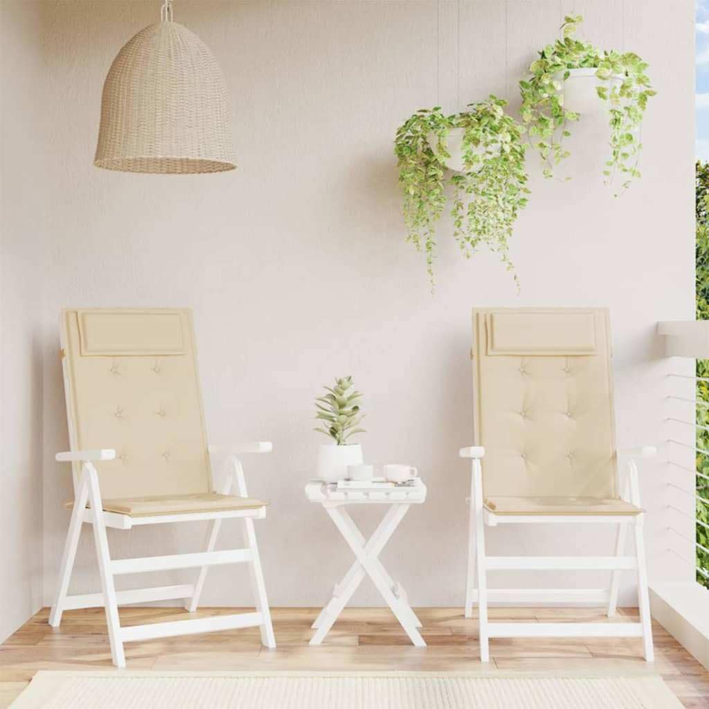 Hochlehner-Auflagen 2er Set Beige Oxford Gewebe 120x50x3 cm wasserabweisend für Gartenstuhl Balkon Esszimmerstuhl Sitzkissen Outdoor Loungekissen