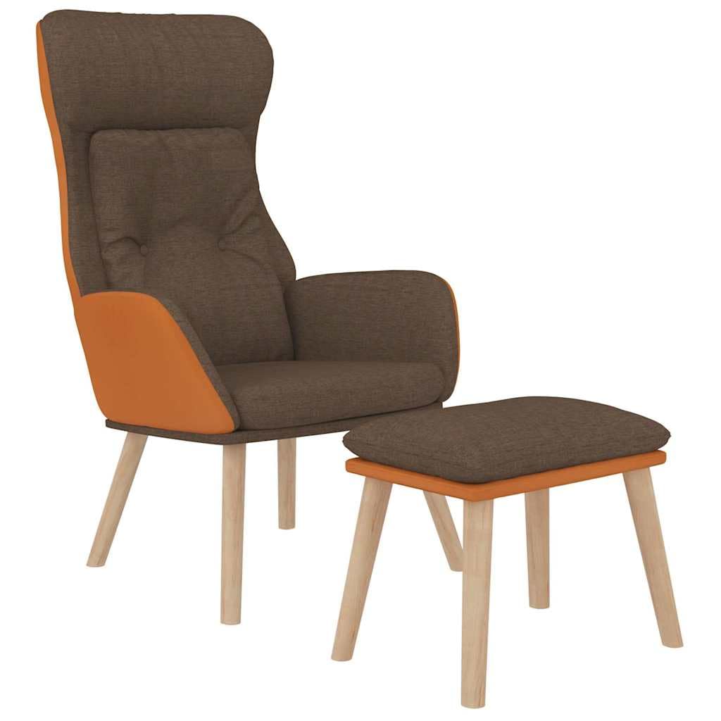 Fauteuil relax avec repose-pieds, marron, 2 pièces