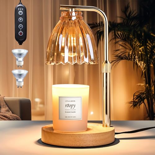 La Mejor Lista de Lámparas decoradas los preferidos por los clientes. 50 Lampara Calentadora de Velas, Altura Ajustable Lámparas Aromatizantes Temporizador Lampara Calentadora de Velas con 2 bombillas, 4 Niveles de Brillo Ajustables lampara para...