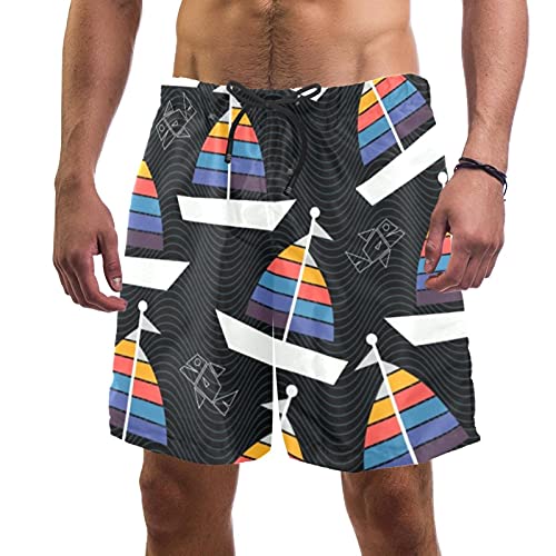 Short de bain pour homme multicolore arc-en-ciel à taille élastique en taille L