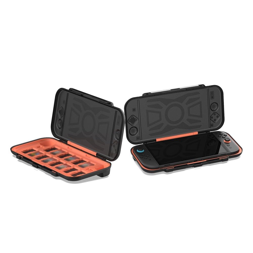 Custodia rigida per Nintendo Switch 2 con 14 cartucce di gioco, guscio protettivo in ABS, per design compatto e portatile, compatibile con giochi Nintendo Switch, nero e blu