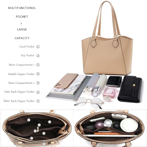 Image of CHICAROUSAL Tote Handbags Purses for Women PU Leather Womens Shoulder Bag | Large Tote Bag for Women, Shoulder Purse, Vegan Leather Purses for Women, Women's Handbags