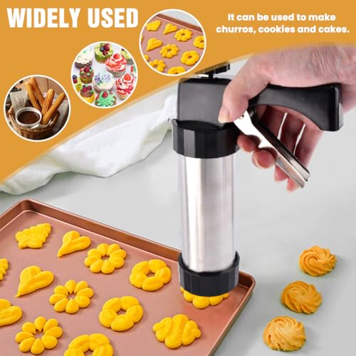 Cookie Press Gun Kit, Spritz Cookie Press for Baking Icing Gun with 13 Cookies Discs and 8 Piping Tips for DIY Christmas Cookies, DIY Biscuit, Decorating Baking Supplies