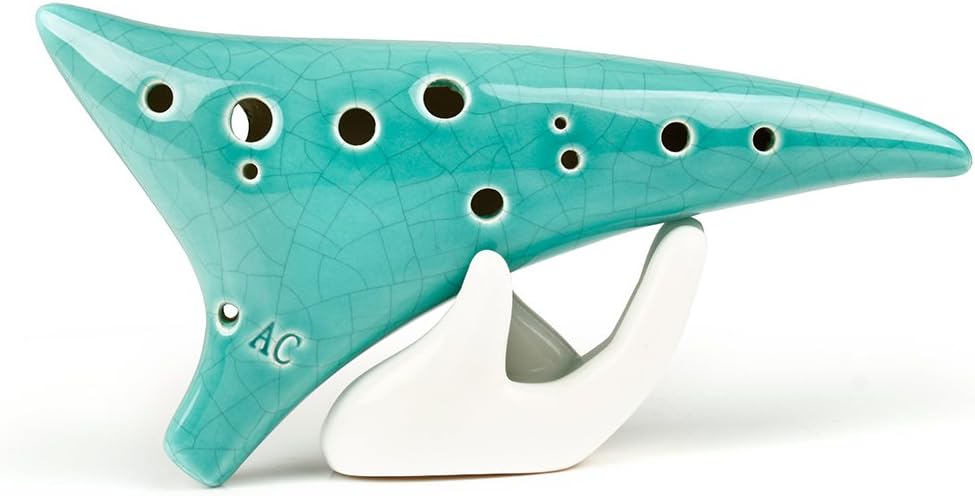 12 Holes Ocarina Green Ice-crack Alto C Flute Made of Clay Easy to Learn Music Instrument Gift Idea