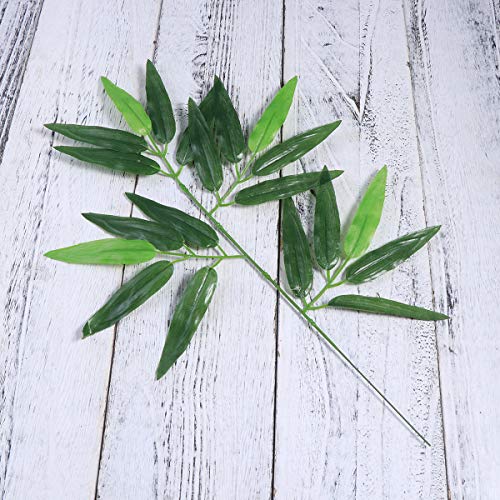 Oulii 50Pcs Artificial Green Bamboo Leaves Fake Green Plants Greenery Leaves For Home Hotel Office Decoration #TOP1