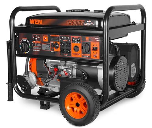 Image of WEN 14,500-Watt 120V /240V Tri-Fuel Generator for Gas, Propane, and Natural Gas, Transfer-Switch Ready with Electric Start and Wheel Kit (TF-1450)