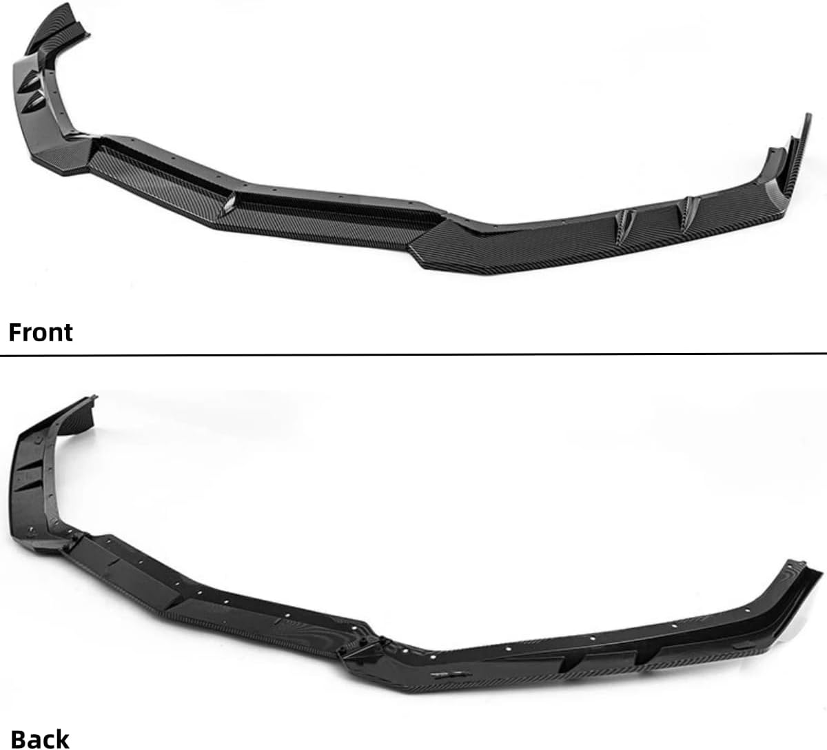 STSEV01 Front Bumper Lip Splitter Spoiler Fit for Chevy Corvette C8 2020-2025 Stingray/ Z51/ LT/LZ, 3pcs Aggressive Style Air Dam Chin Body Kit Underbody Lip Accessories (Carbon Fiber Look)