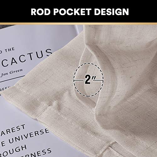 Linen Curtains Natural Linen Blended Rod Pocket Panels Light Reducing Privacy Panels Drapes For Living Room Energy Saving Window Treatments Draperies For Bedroom 2 Panels (Angora, 52" W X 108" L) #TOP3