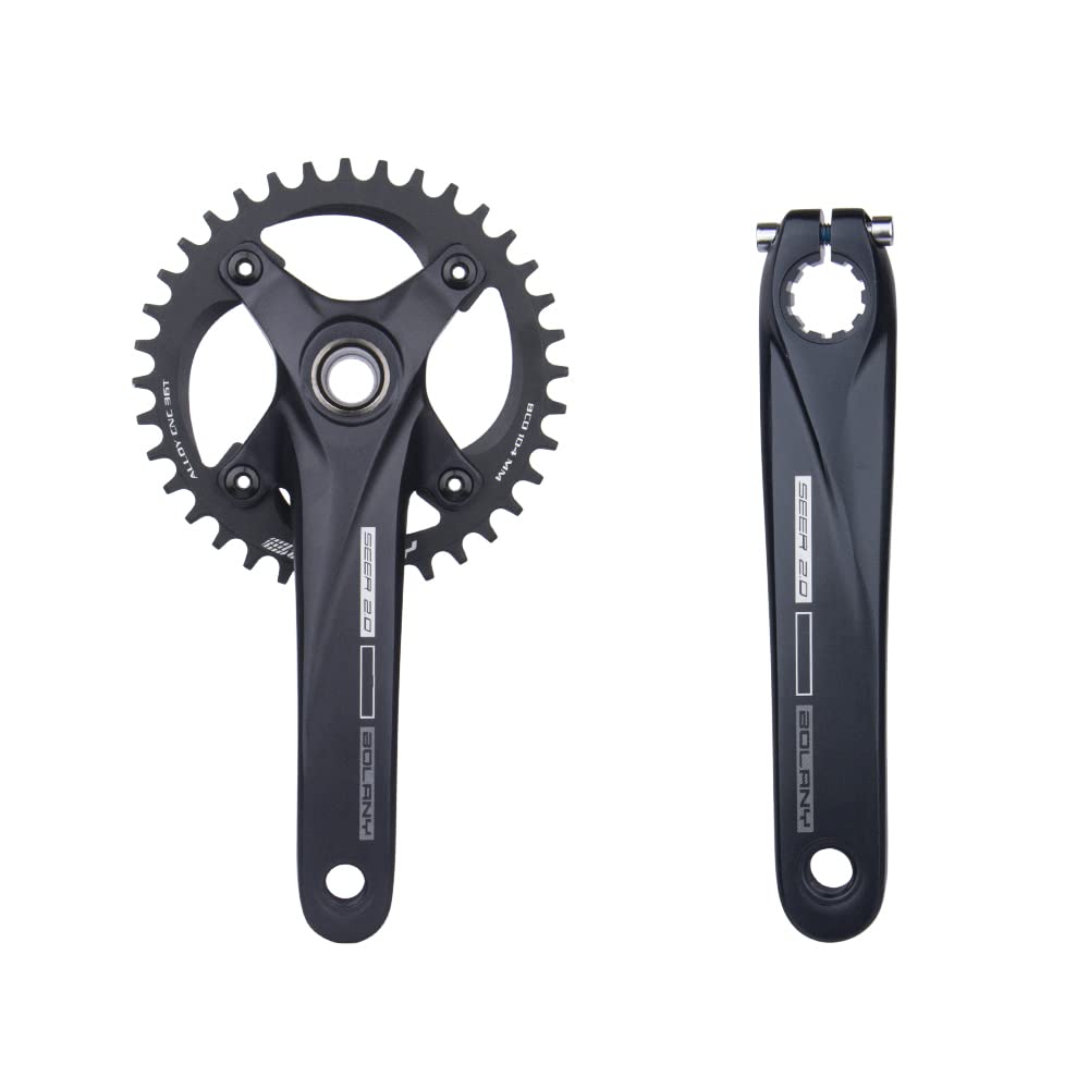 BOLANY Fahrrad Kurbelgarnitur 170mm kurbel 104BCD Hollowtech-Kurbelgarnitur 1 Fach Einzelspeed-Rundkettenblatt 34T/36T Zähne MTB Kurbelsatz mit Tretlager