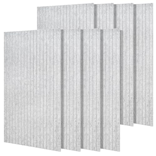 YORKING 8 Pack Self-Adhesive Acoustic Panels, 47.2 x 23.6 x 0.35, Soundproofing Wall Panels, 3D Sound Absorbing Wall Panels for Recording Studio, Office, Living Room and Wall Decoration, Grey