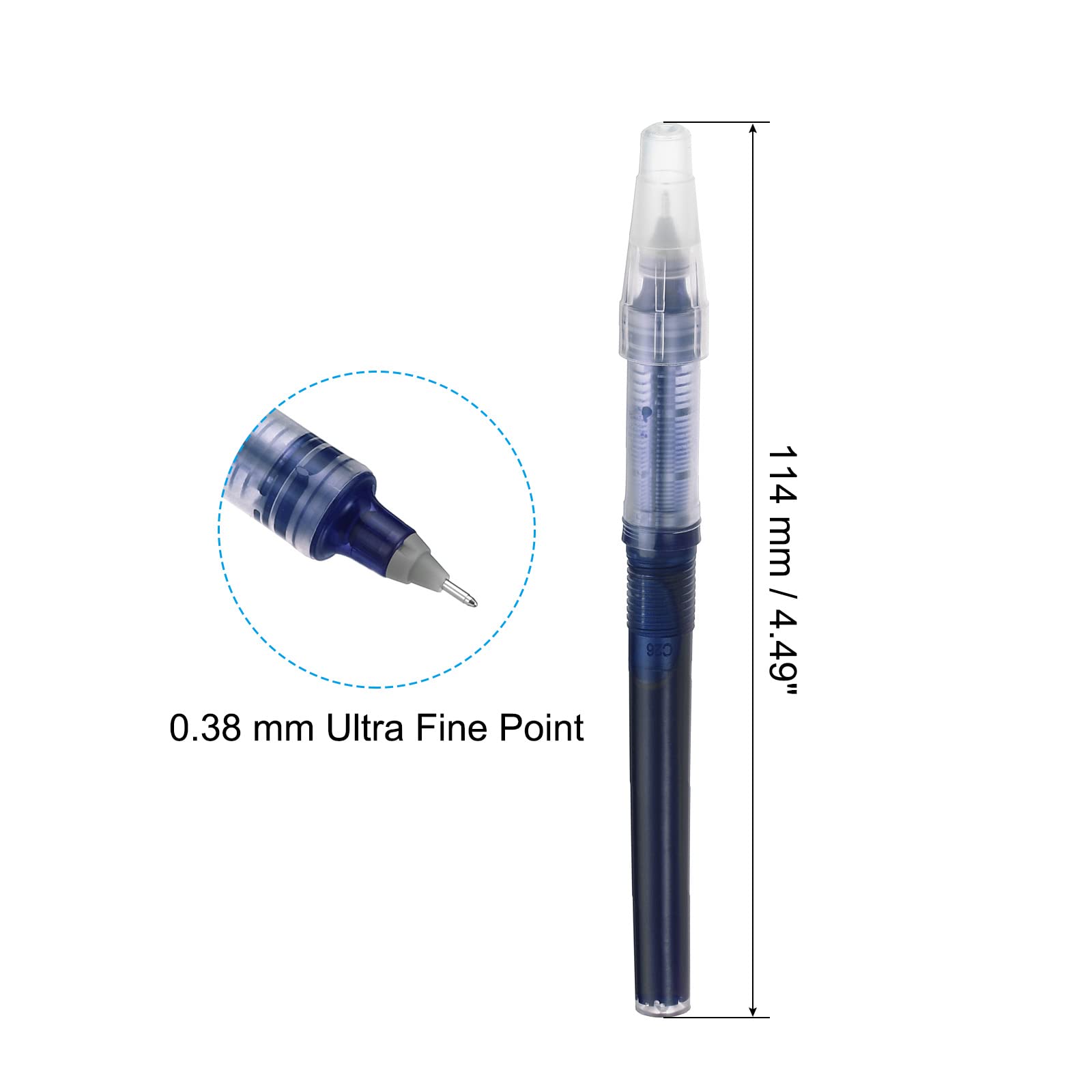 PATIKIL Rollerball Pens, 12 Pack Rolling Ball Pen 0.38mm Ultra Fine Point Quick Drying Liquid Ink Pen for Writing Drawing Doodling Blue - Image 2