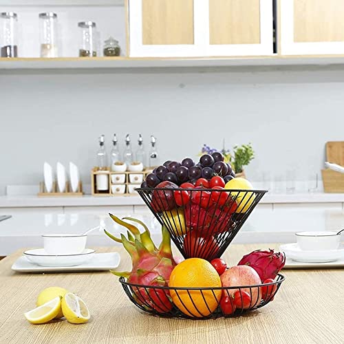Cesta de frutas de diseño creativo en metal resistente con dos niveles 2