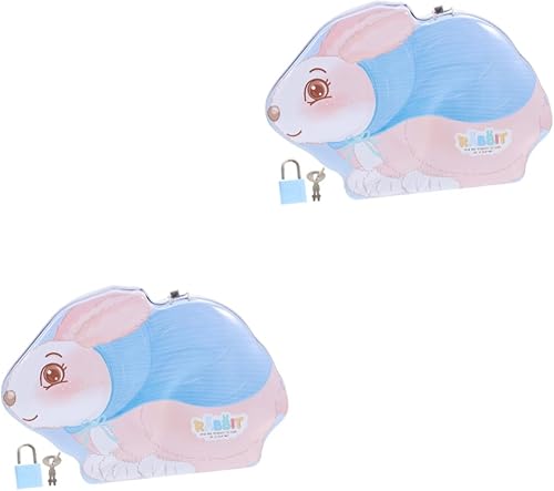 2pcs Storage Box Bunny Model Bunny Piggy Bank Money Saving Jar Bunny Decor Iron Bunny Adorn Cartoon Coin Bank Bunny Coin Bank Coin Saving Jar Piggy
