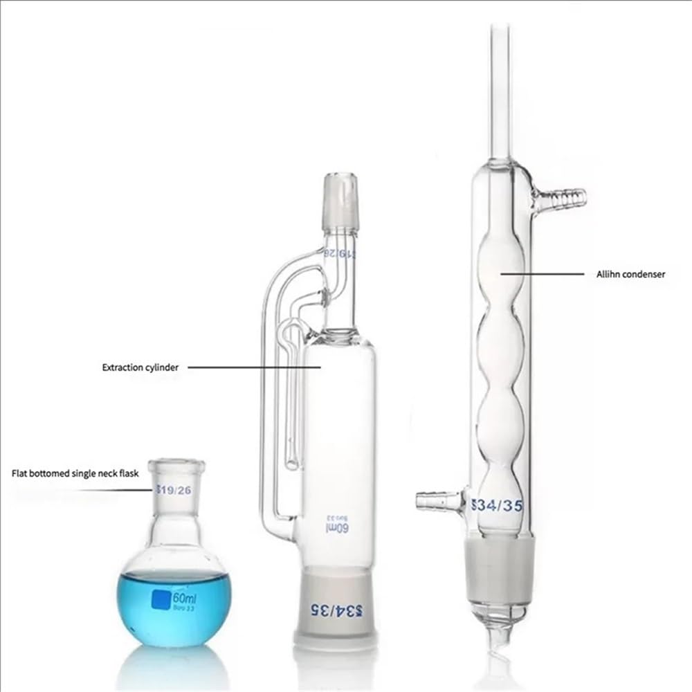 Laboratoryjny ściągacz do szkła 60/150 ml/250 ml/500 ml/1000 ml/2000 ml ze skraplaczem i korpusem ekstraktora i zestawem laboratoryjnym spiralny/żarówki. (500ml spherical)