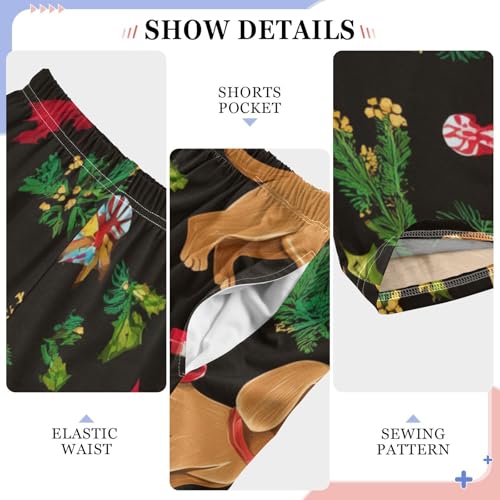 ZZXXB Dachshund Spruce Branch Berry Boys Long Pants Soft Trousers Elastic Waist Kids Lounge Bottoms with Pockets S-XL4