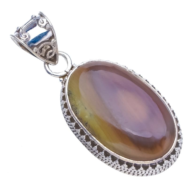 Pendentif Jaspe Impérial Royal argent 925 fait main collier ethnique chic F6595