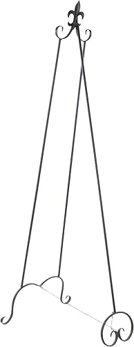 Miniatura 10 de Deco 79 Caballete de metal extra grande con soporte de cadena, 21 x 1 x 65 pulgadas, color negro