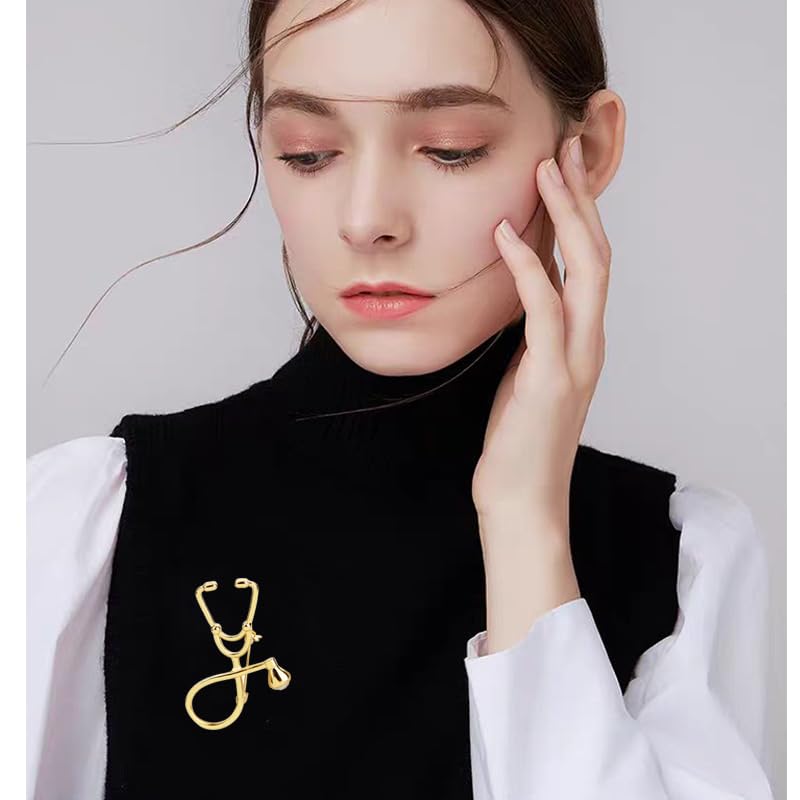 Image of coadipress 2Pcs Stethoscope Brooch Pins Stethoscope Lapel Pin Cute Brooch Medical TreatmentPin Badges for Women Men Doctor Nurse Medical Clothing Bags Decor Jewelry Gift