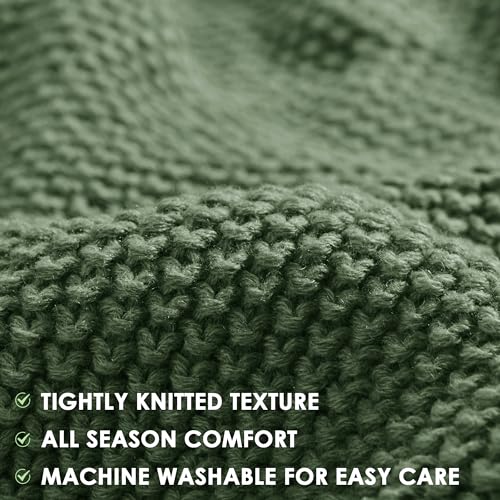 Image of Ink+Ivy Bree Knit Throw Blanket for Bed, Sofa, and Couch, Lightweight, Breathable, Soft & Cozy Summer Blanket, Throw (50 in x 60 in) Green