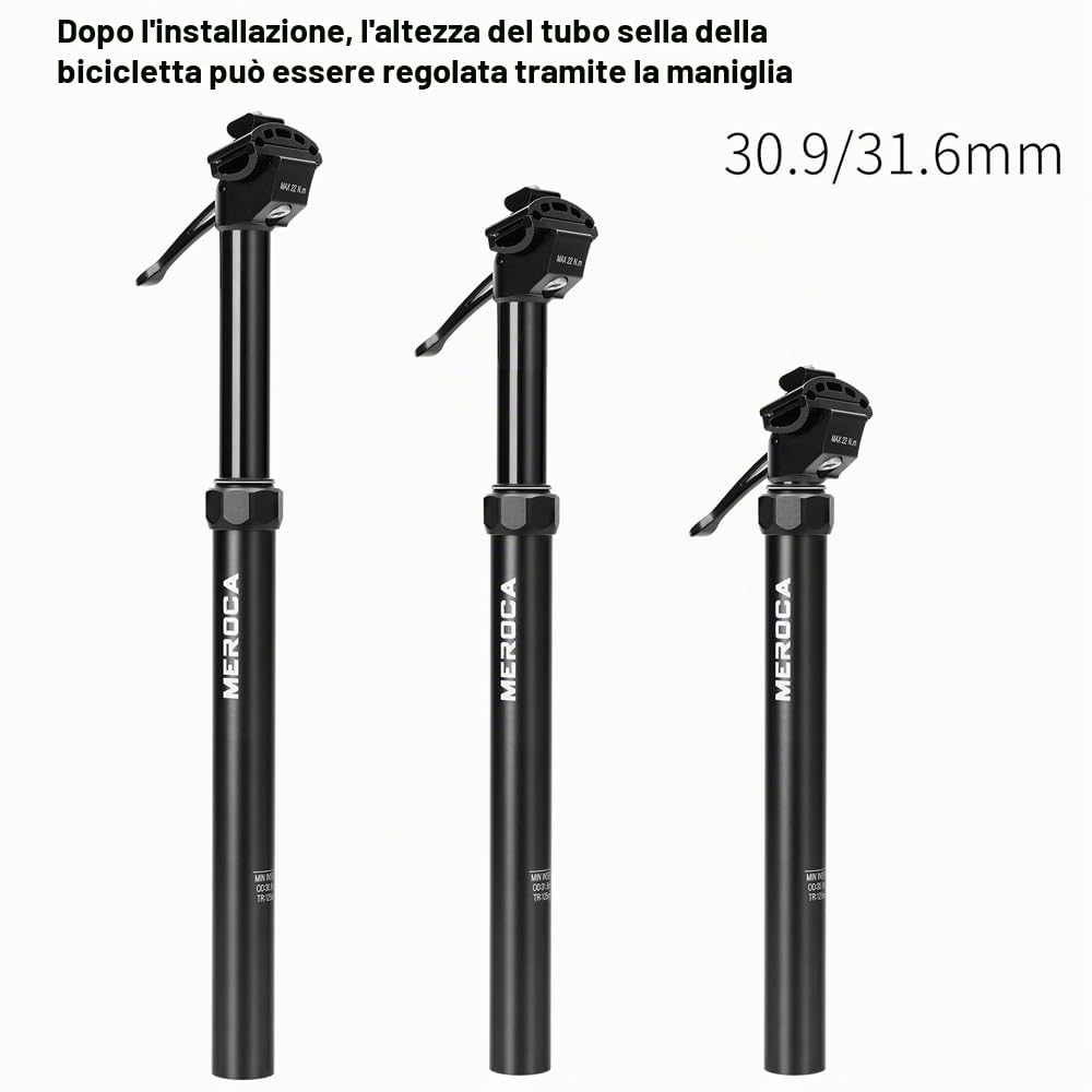 Reggisella telescopico per bicicletta 30.9/31.6mm Tubo reggisella per bici regolabile in altezza in lega di alluminio Reggisella per bicicletta idraulico Accessorio per ciclismo,Accessorio per