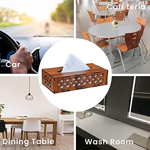 Image of Deskart Wooden Tissue Paper Box | Decorative and Stylish Wooden Tissue Holder Stand for Car, Home, Office Desk, Resturant and Cafeteria (Rectangle)