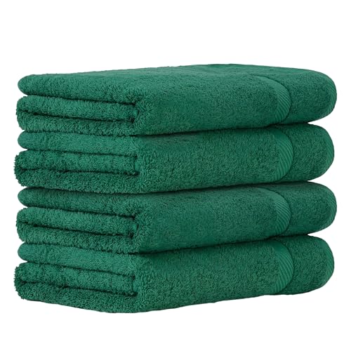 Luckytowel Duschtuch Set 70x140 cm – Oeko-TEX Badetücher aus 100% Baumwolle mit 600 g/m² – Badehandtuch groß mit Aufhängeschlaufe – flauschig & saugstark – Frottee Handtücher Set – 4er Pack Grün