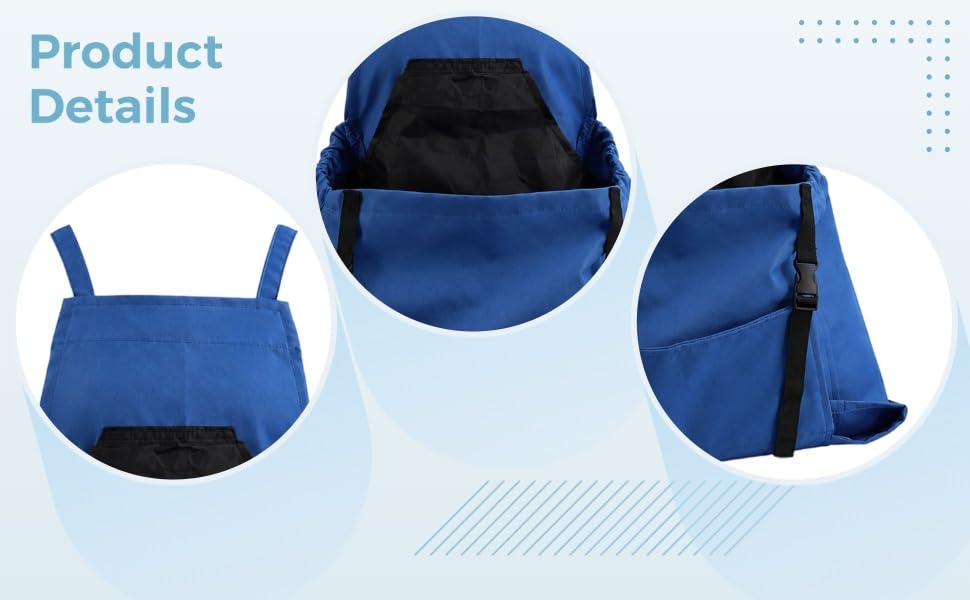 Delantal de cosecha azul para recolectar sin esfuerzo gracias a sus hebillas rápidas 4