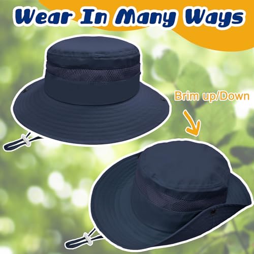 Image of Outdoor Kids Sun Hat for Boys Girls Wide Brim Mesh Bucket Hat UPF 50+ Sun Protection Breathable Summer Fishing Safari Hat