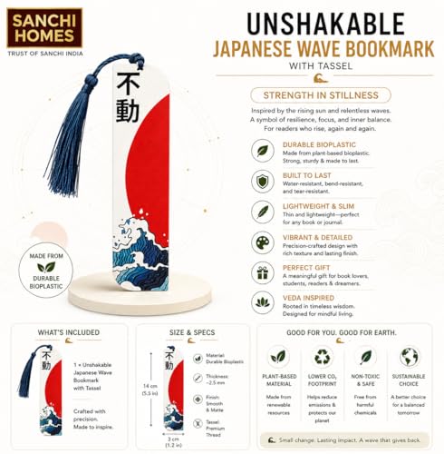 Image of Collectible Bookmarks | Premium Decorative Reading Accessories | Ideal Gift for Readers & Book Lovers | Bioplastic (Unshakable Wave)