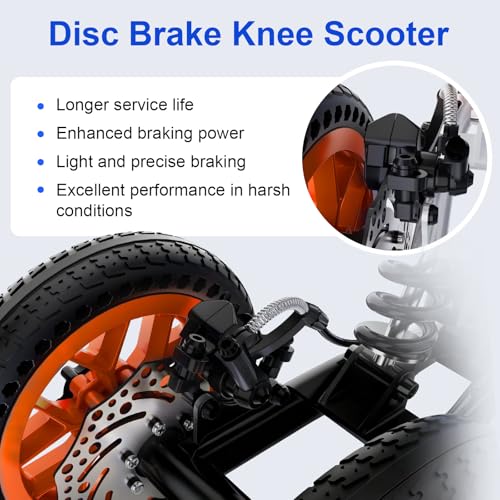 Image of All Terrain Knee Scooter for Adults, Crutch Alternative, 300LBS | For Adults for Foot Surgery, Knee Scooter for Broken Ankle Foot Injuries Recovery, Height Adjustable Handle & Knee Pad