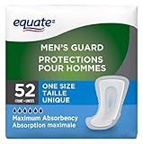 Equate Men's Maximum Absorbency Incontinence Guards, White, One Size Fits Most, 52 Count
