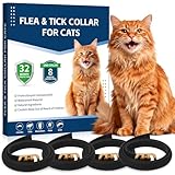 Trihood Flea & Tick Collar for Cats 4 Pack - 8 Months Long-Lasting Protection and Prevention, Adjustable Cat Flea and Tick Collar