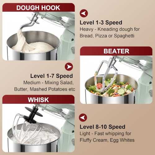 Image of Honinst 4QT Electric Stand Mixer, 10-Speed Tilt-Head Compact Kitchen Mixer