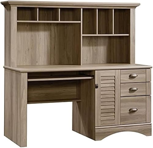 Pemberly Row Escritorio para computadora de madera de ingeniería con gabinete en roble salado