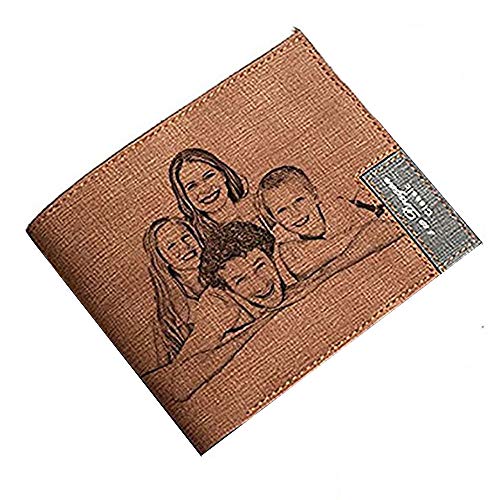 Personalized Custom Photo Wallet Engraved Picture Leather Wallet Father's Day Gift for Men Husband Dad