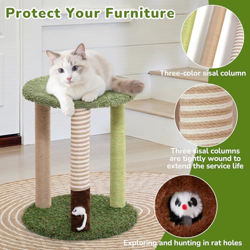 Árbol para Gatos Pequeño 17" con Base de Césped y Rascadores miniatura 5