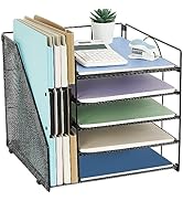 LEKETREE Desk Organizers and Accessories, 5-Tier Paper Letter Tray Organizer with File Holder, Of...