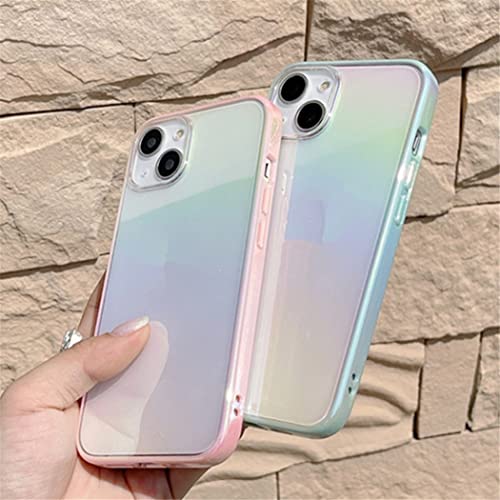 iPhone 13ケース 6.1インチ 対応 オーロラ グラデーション 可愛い ソフト シンプル 透明 韓国 アイフォン13ケース かわいい クリア シリコン TPU 携帯電話カバー おしゃれ 女性向け スマホケース ピンクのボーダー