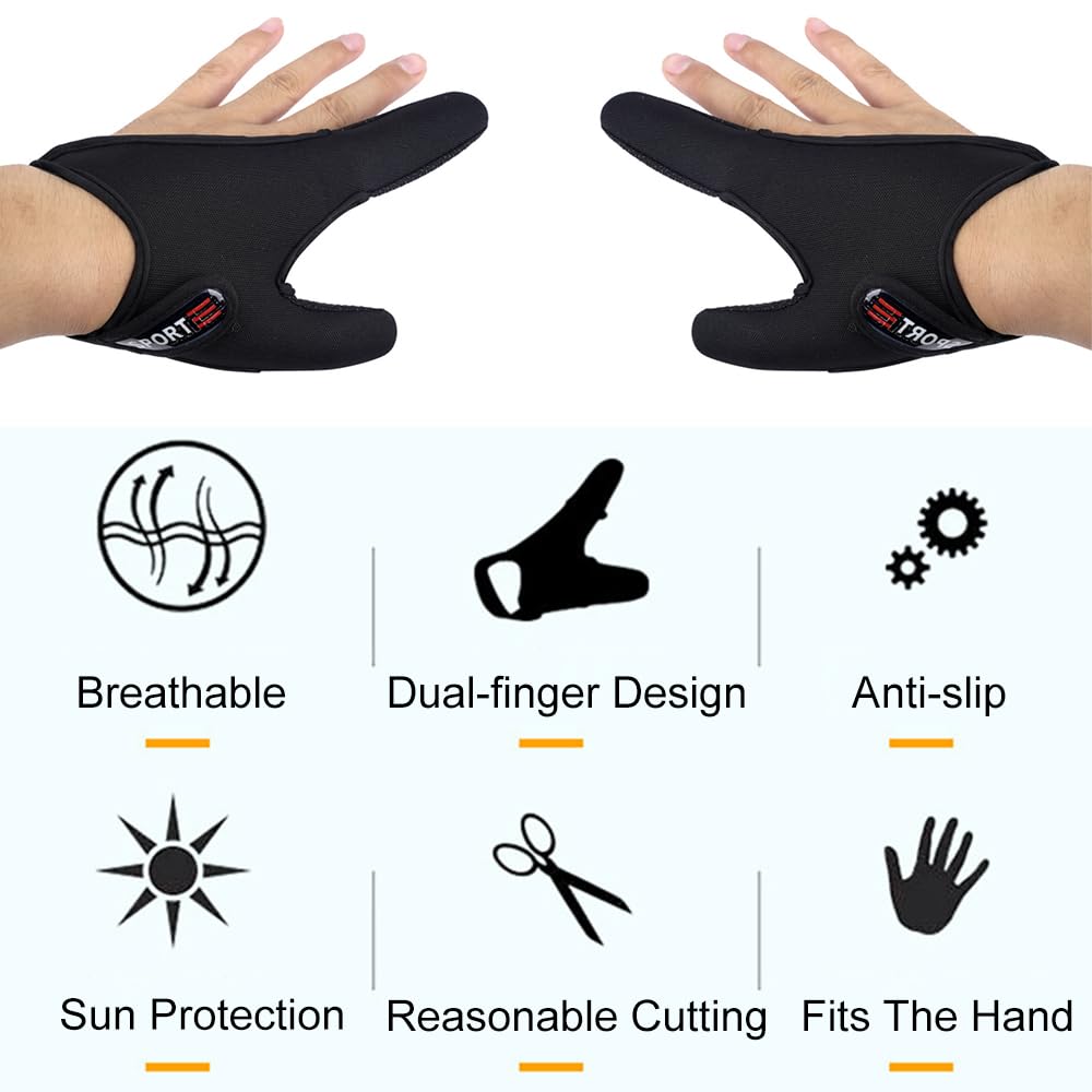 TopHomer 2 guantes de pesca antideslizantes de neopreno, unisex, protector de dedos profesional para deportes al aire libre, suministros de pesca, control de línea de fundición, izquierda y derecha